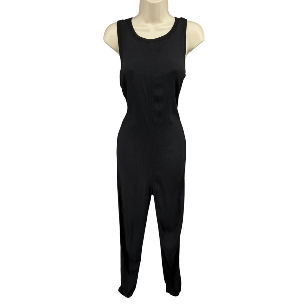 Enza Costa Black Sleeveless‎ Jumpsuit Size 0 XS Back Zip Rayon Minimalist NWOT